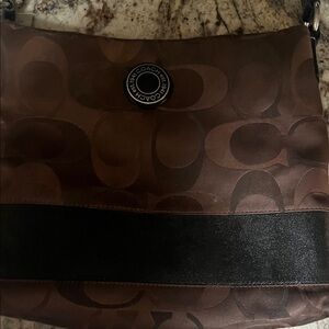 Coach Signature Brown and Black Crossbody Bag
